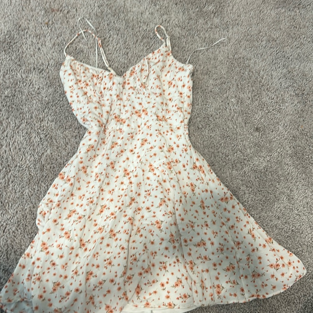 Woman’s flower dress white pink cute small